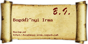 Bogdányi Irma névjegykártya